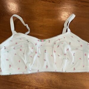 Target Colsie Sz Large Aqua & Pink Rose Floral Ribbed Stretch Bralette